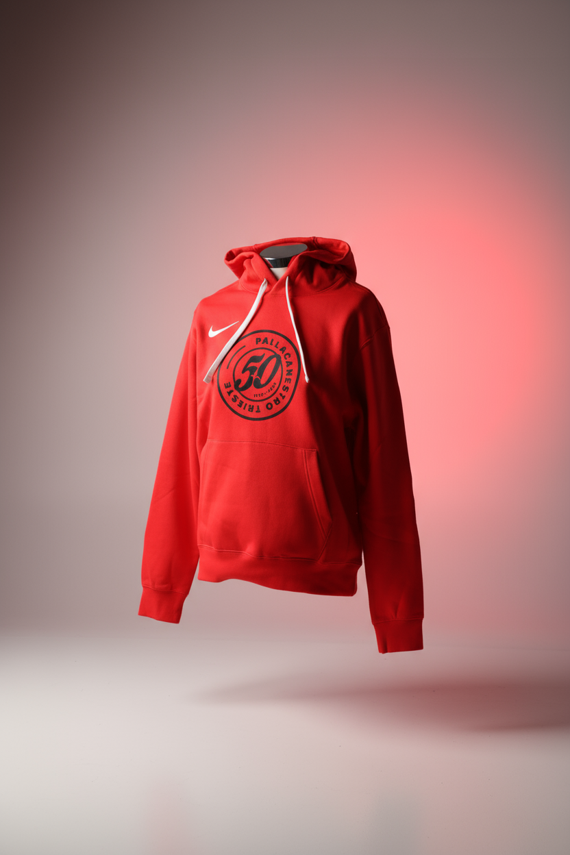 FELPA NIKE HOODIE ROSSA  , Trieste Stagione 25/26,  Celebrativa  "50"