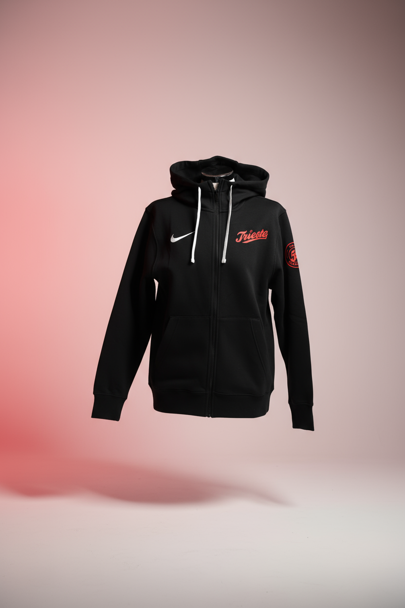 Felpa Nera NIKE ADULTS con zip e cappuccio Trieste stagione 25/26